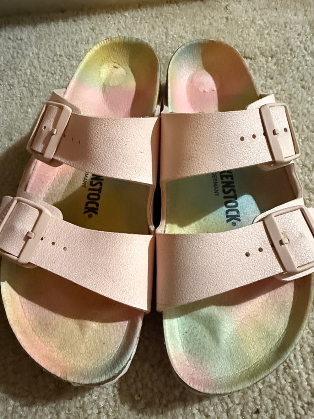 Birkenstock Arizona Earthy Vegan Soft Pink Two-Strap Sandals size 40
